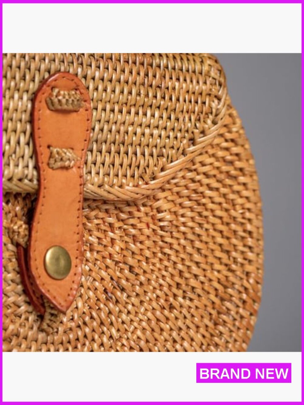 Handmade Woven Rattan Crossbody Bag Boho Straw Purse Summer Beach BOHO - Picture 4 of 5